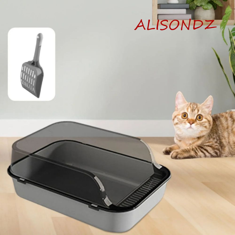 ALISONDZ Cat Litter Box, Open Top Semiclosed Cat Bedpan, Pet