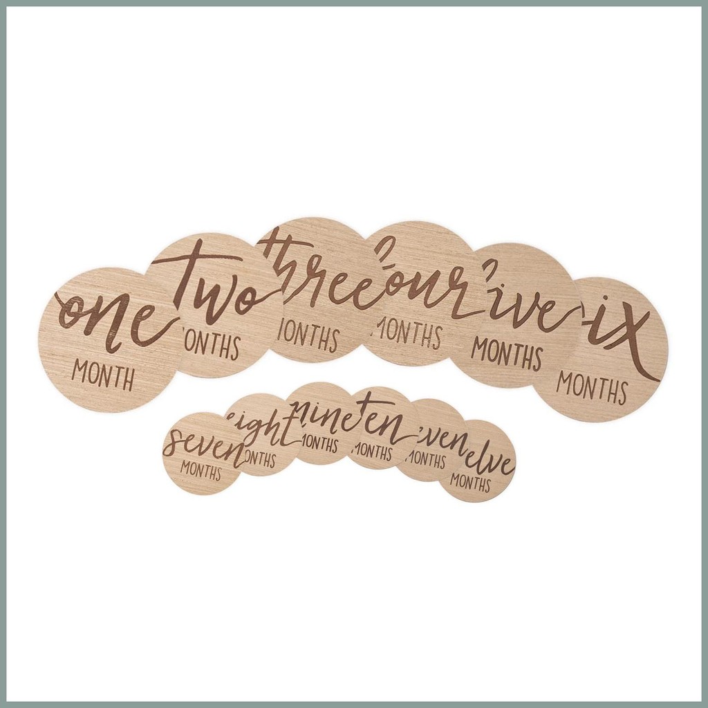 Monthly Milestone Wood Discs Wooden Baby Announcement Cards Baby ...