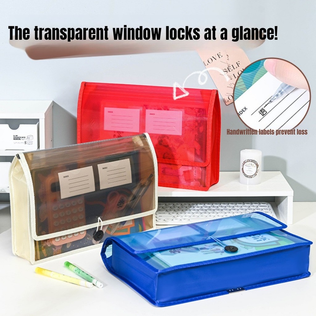 A4 File Folder PP Waterproof Document Bag Rope Buckle Large Capacity ...