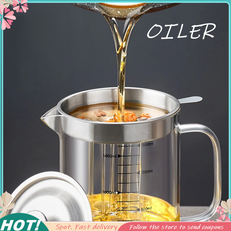 Glass Oil Filter Pot Container Oil Separator Fine Mesh Strainer Tank ...