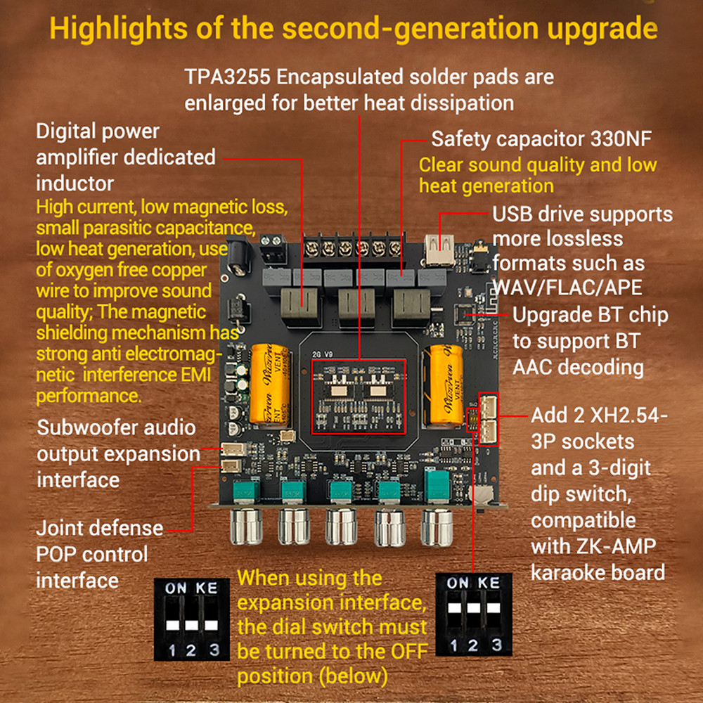 Pcbfun DC 16-38V ZK-AS21 2G second generation upgrade 2.1 channel ...