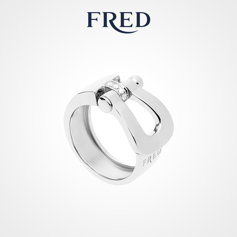 [FRED FRED] Force 10 Series Large Size 18K Gold Half-Set Diamond Ring ...