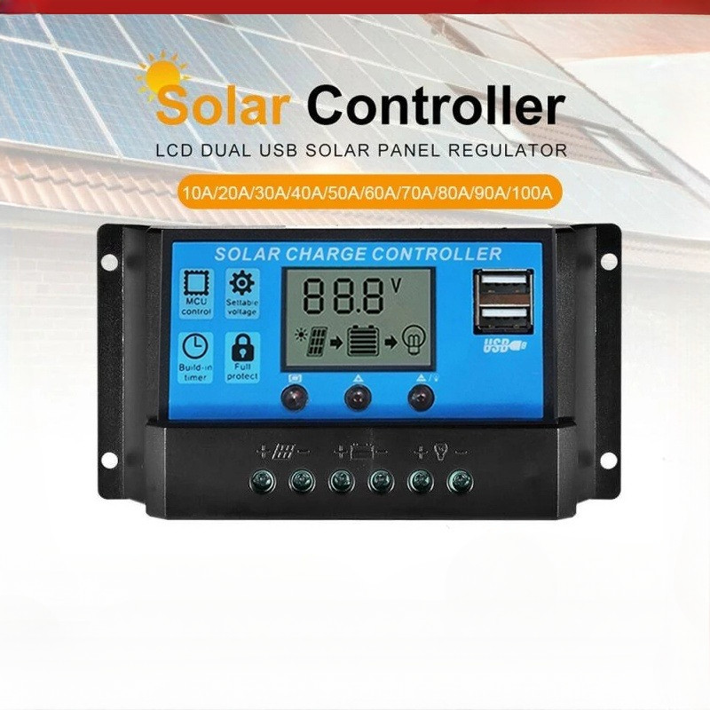 30A Solar Controller 12V 24V Auto PWM Controllers With LCD Display 5V ...