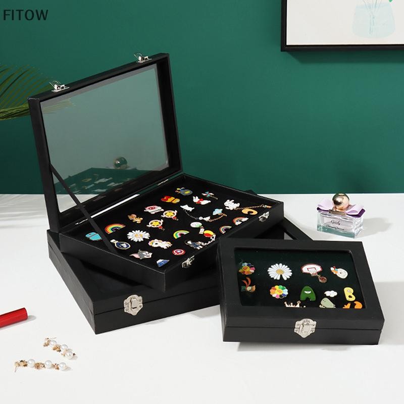 FITOW Pin Medal Display Case Badge Storage Box Transparent Dustproof ...