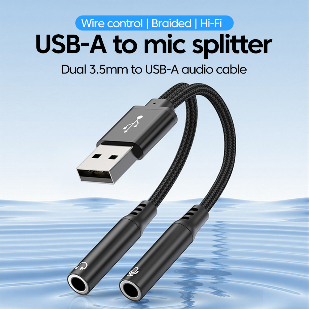 USB to Dual 3.5mm Sound Adapter Cable Headphone Microphone Jack USB ...