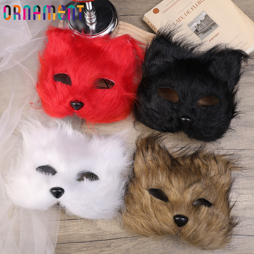 Long-haired Fox Face Cover - - Masquerade Animal Masks - Halloween ...