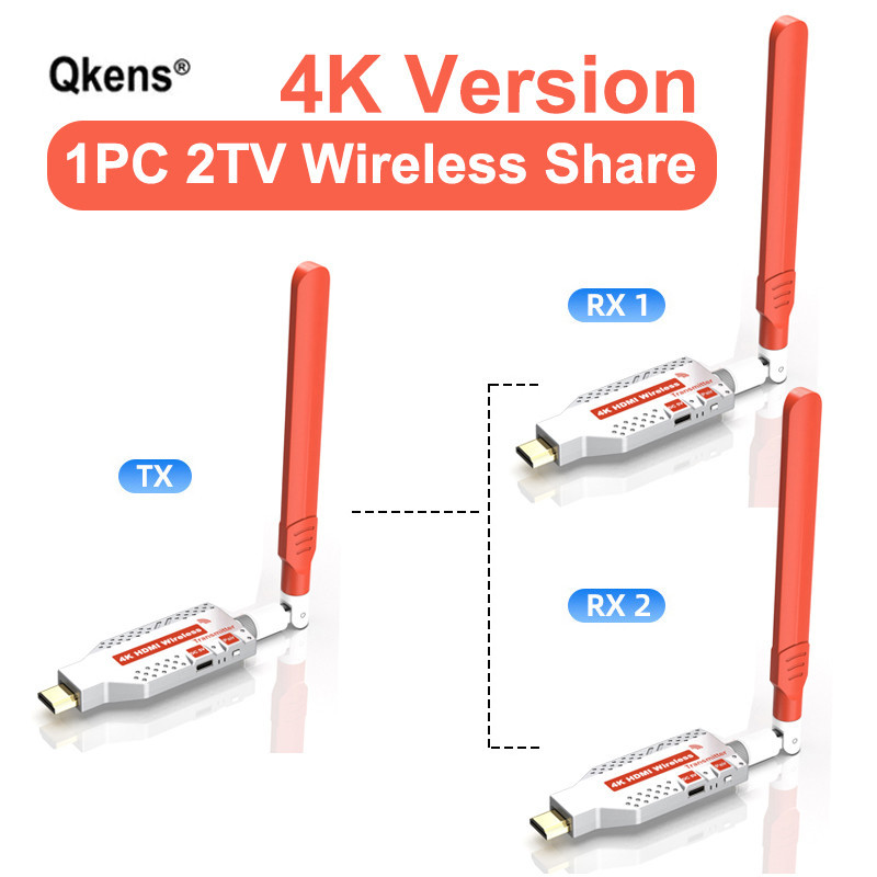 4K Wireless HDMI Extender Audio Video Display Adapter 1 Transmitter 2 ...