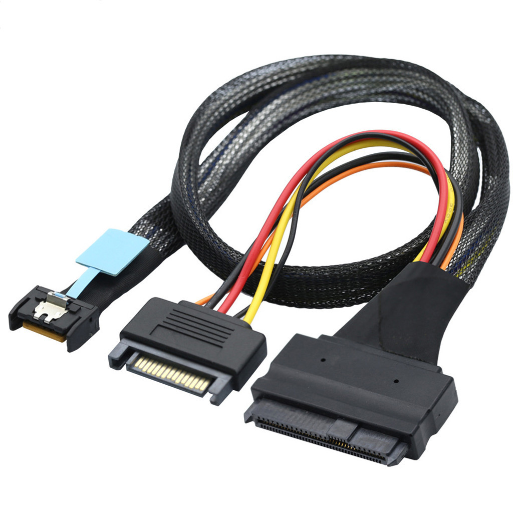 JMT Gen5 MCIO Slimline SFF-8654 4I to SAS 8639 U.2 Adapter Cable with ...