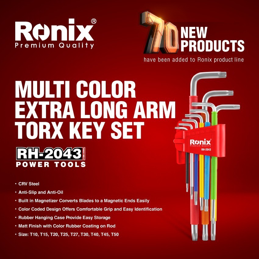 Ronix RH-2043 Long Arm Torx Key Set 9Pcs | Shopee Philippines