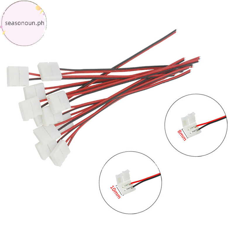 Seasonoun 10 Pcs 2 Pin Power 8mm 10mm LED Strips Lights Connector 