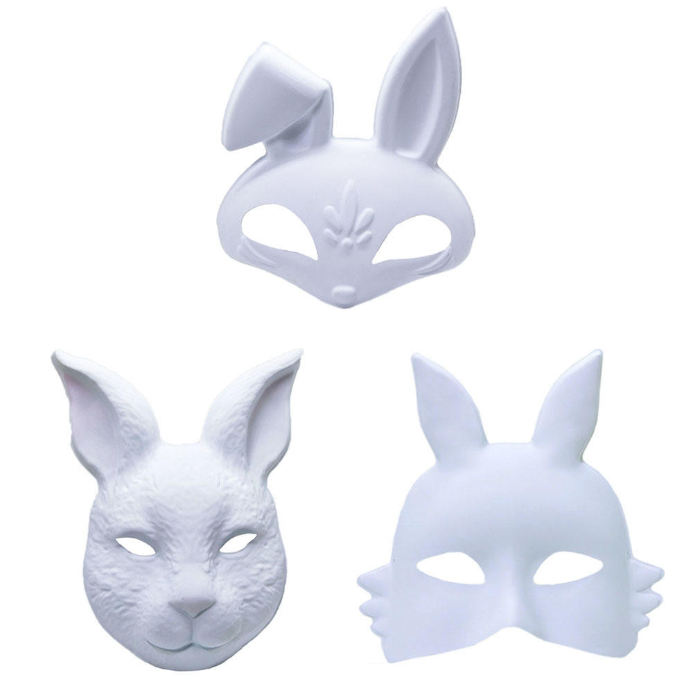 Women Hand Painted Mask Halloween Party PVC Paintable Decorative Masks ...