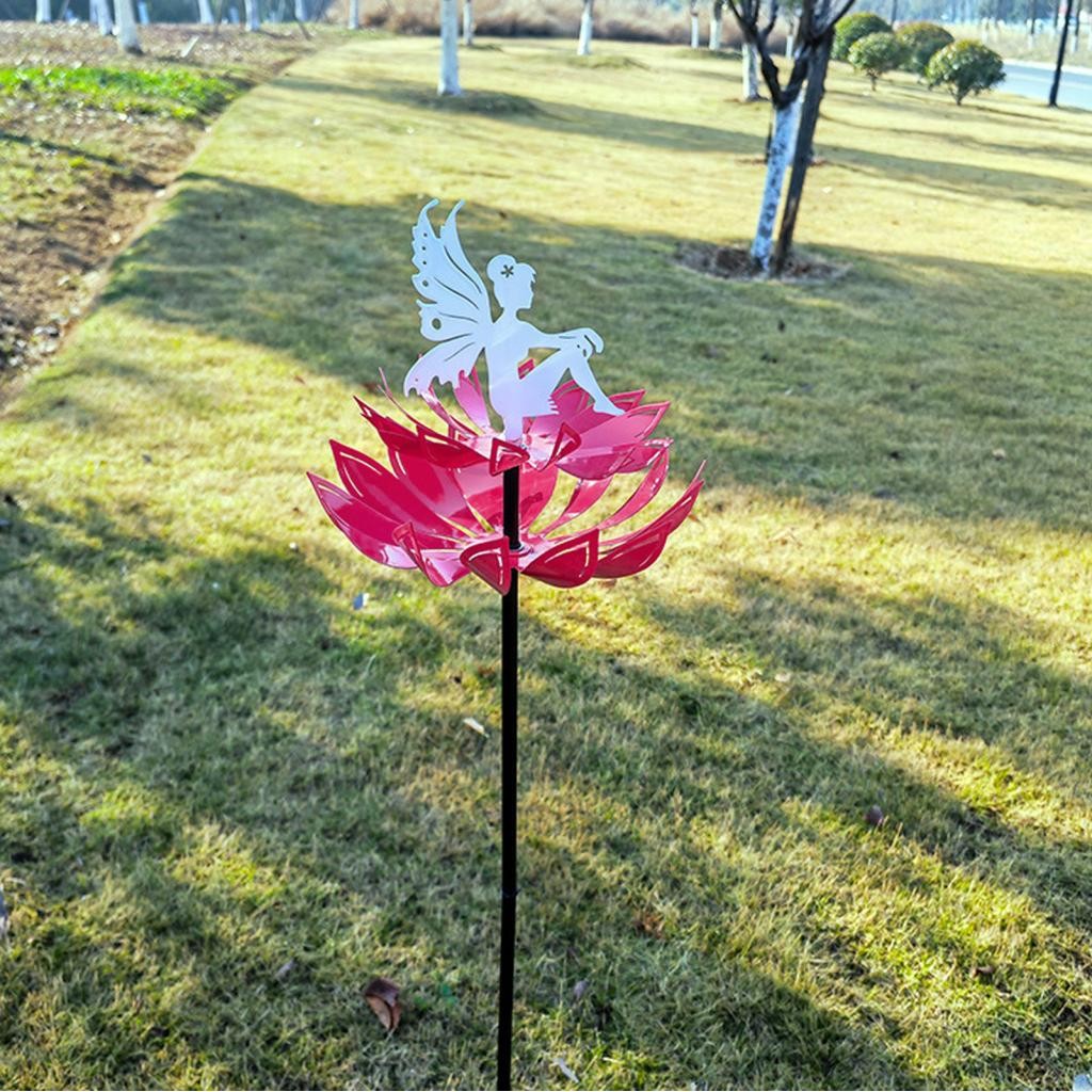 Buybest1 Outdoor Wind Spinner Easy Assembly Bright Color Metal Flower