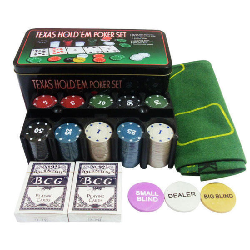 Texas Hold'em 200 chip set Iron box + dealer code + poker + point 21