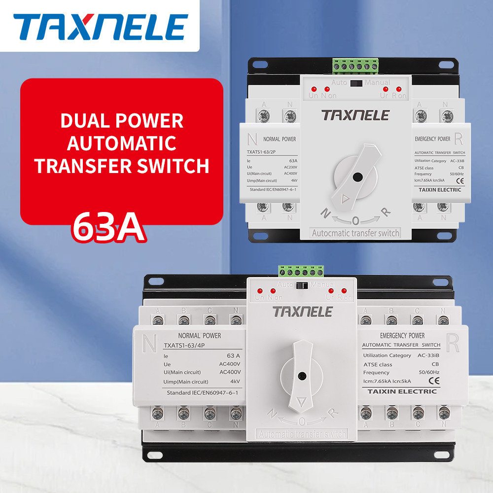 2P 4P 63A ATS Dual Power Automatic Transfer Switch AC220V 400V 50/60Hz ...