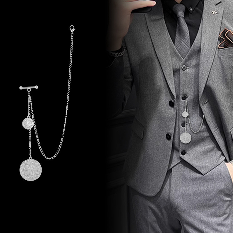 1Set Men's Retro Exquisite Gold Silver Metal Brooch Versatile ...