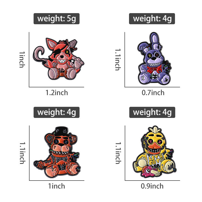 Five Nights At Freddys Figures Enamel Pins Foxy Bonnie Brooches Game ...