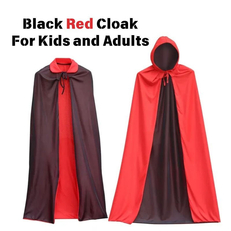 Black Red Cloak Halloween Costume For Kids and Adults Unisex Vampire ...