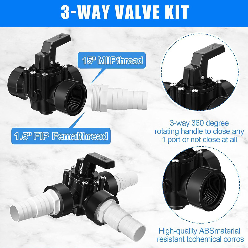 3 Way Swimming Pool Diverter Valve Kit Reliable and Adjustable Swimming ...