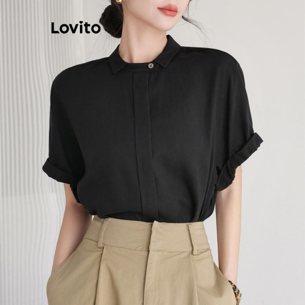 Lovito Women Cute Striped Structure Line Blouse Lne59469 Shopee