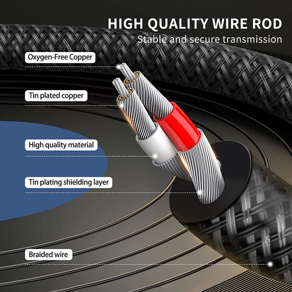 CW 3.5mm To RCA Male Y Adapter Cable – 6in, 6ft, 12ft, 25ft, 50ft – AUX To Stereo L/R