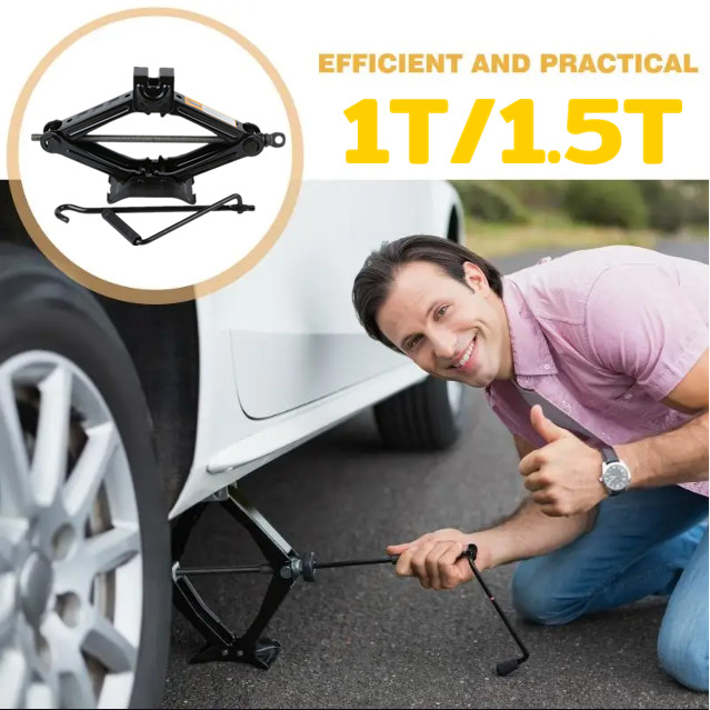 2 Ton Heavy Duty Scissor Jack - Hand Tool For Spare Tire On Hyundai, Toyota, Nissan & More Cars