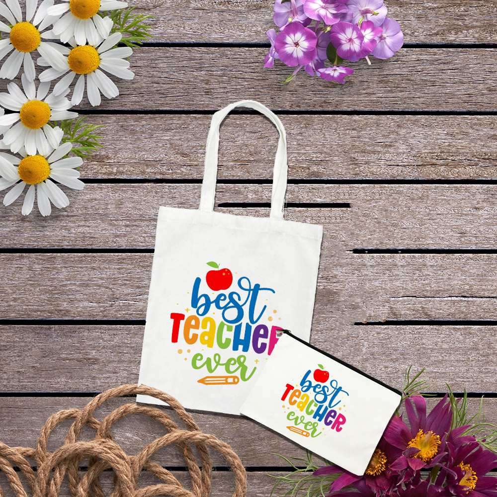Teacher Appreciation Gifts Canvas Tote Bag Makeup Bag for Women Thank ...
