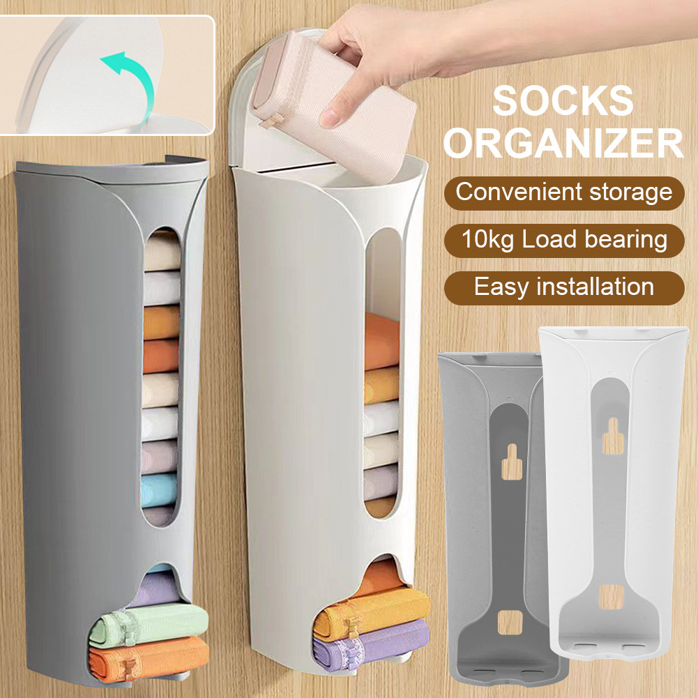 Socks Organizer Self-Adhesive Wall Mounted Panties Socks Storage Boxes ...