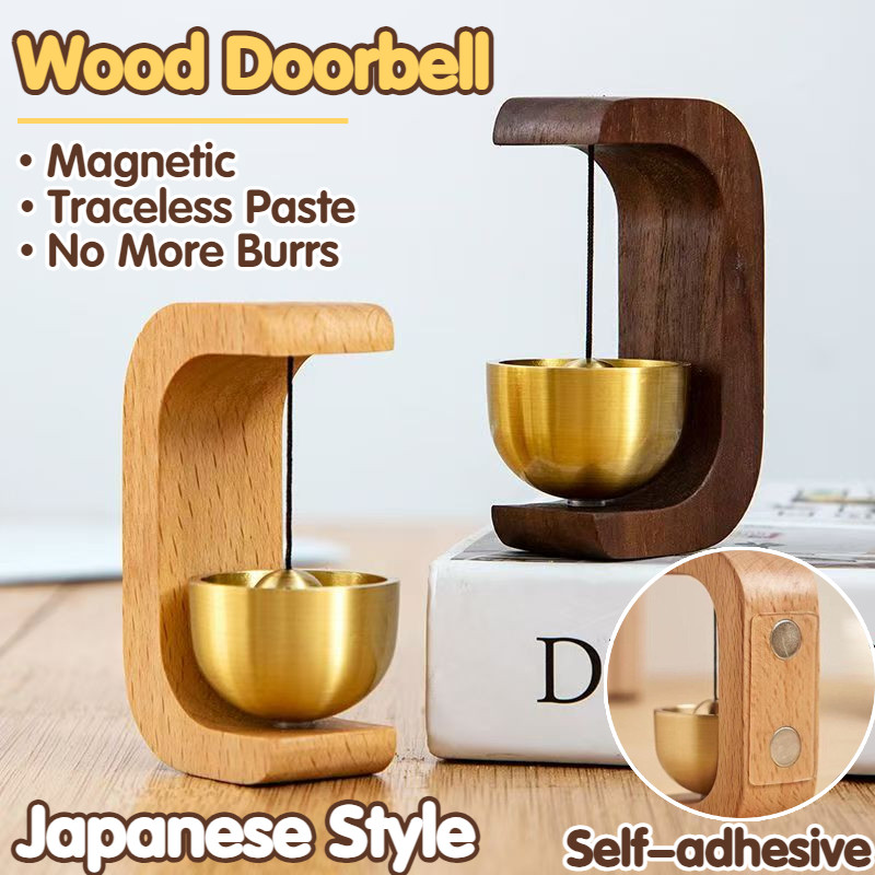 Wood Doorbell Japanese Style Magnetic Wood Brass Door Bell Retro Home Door  Decor Room Wind Chimes | Shopee Philippines