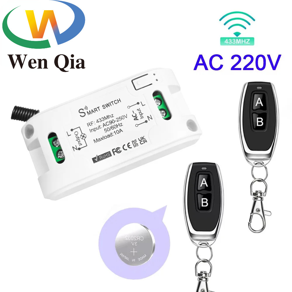 wenqia Universal Wireless RF 433Mhz Remote Control Switch 110V 220V ...