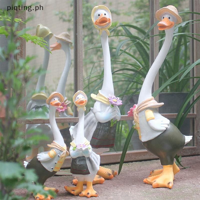 PP Garden Statue Resin Duck Craft Figurines Duck Family Member ...