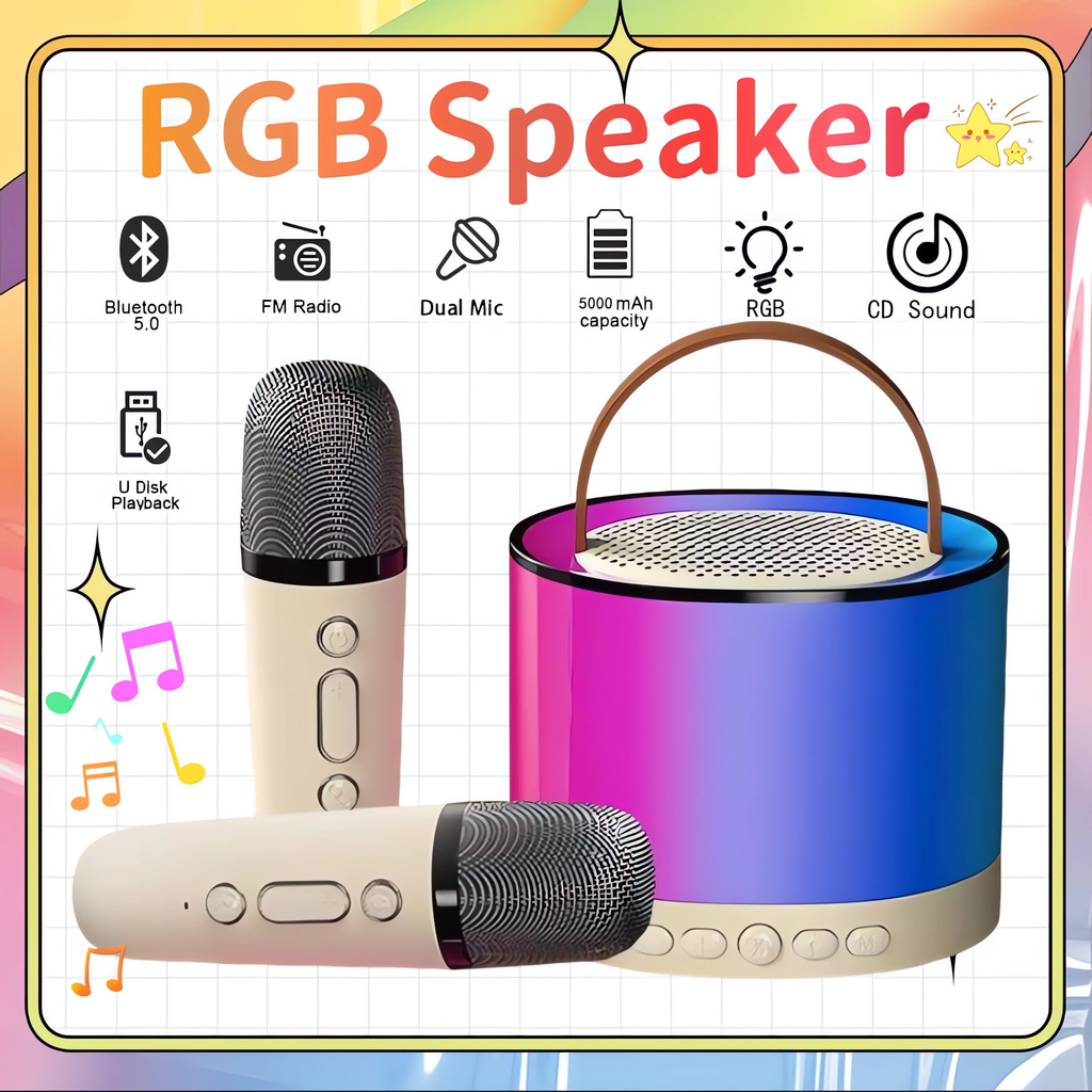 bluetooth speaker with mic home ktv with dual microphone for videoke ...