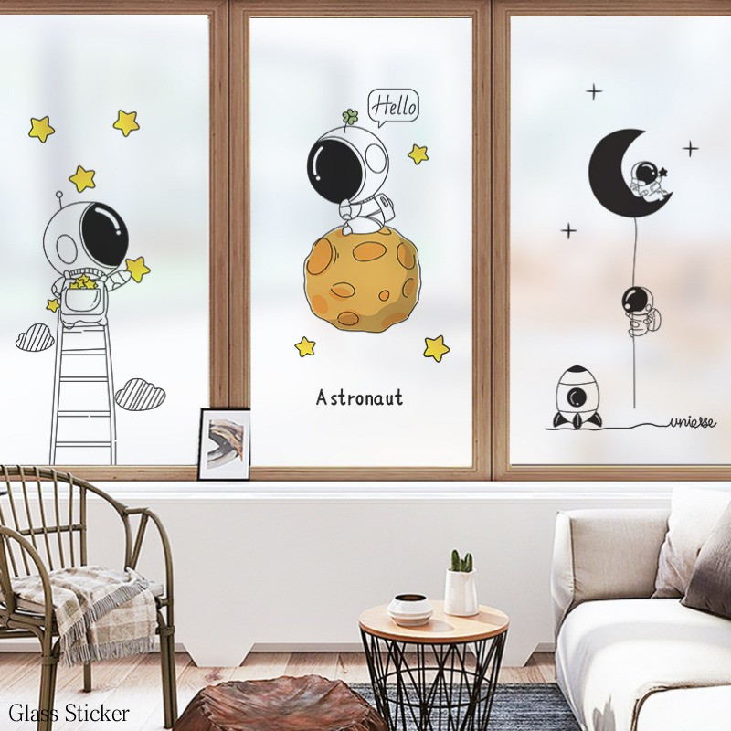 Cartoon Cute Electrostatic Glass Film Living Room Bedroom Sliding Door ...