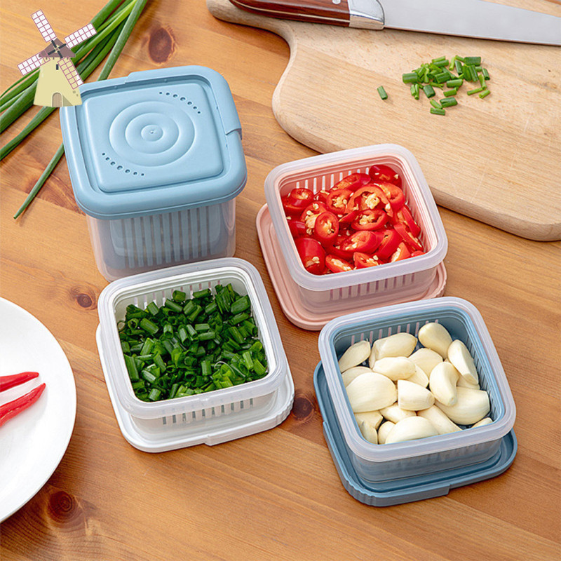 Plastic Storage Box Organize Fresh-Keeping Box Double-layer Fruit ...