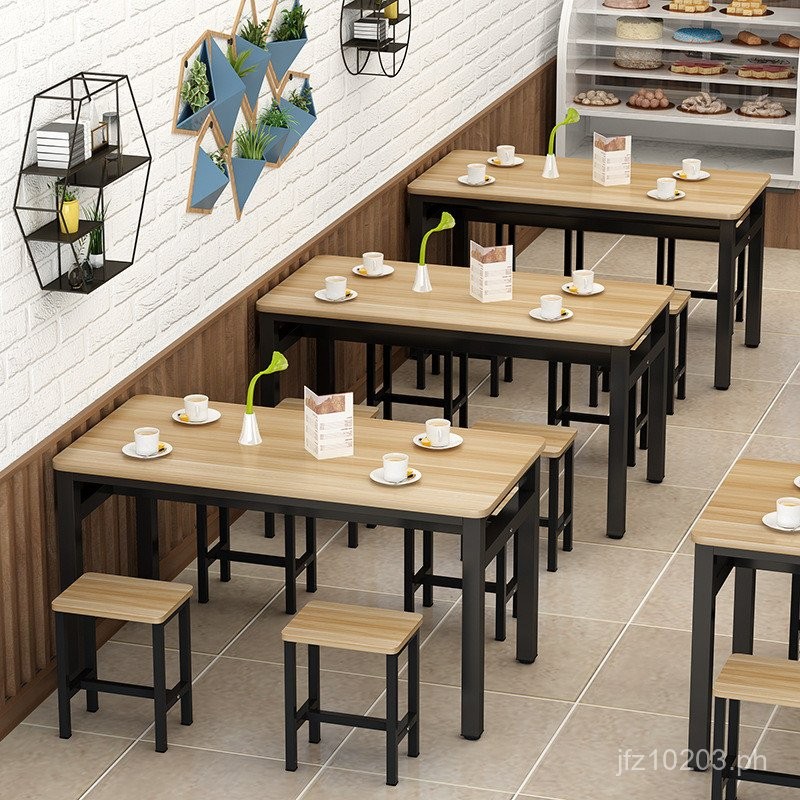 Snack Shop Restaurant Table Breakfast Shop Set Rectangular Dining Table ...