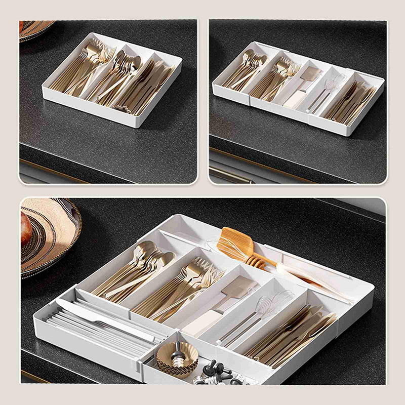 Adjustable Kitchen Drawer Storage Organizer With Built In Partitions ...