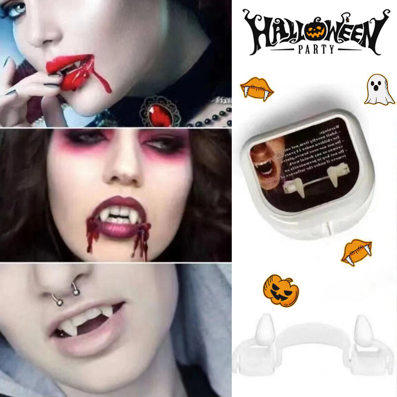 Vampire Teeth Dentures Fangs Classic PP Halloween Party Cosplay Prop ...
