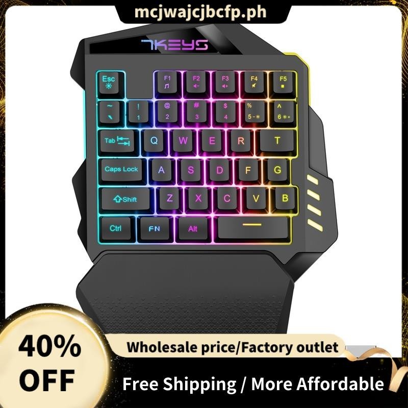 Perfect One Hand Wireless Gaming Keyboard RGB Backlit Portable Mini ...