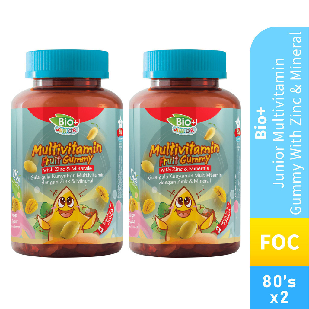 BIO+ Junior Multivitamin Gummy with Zinc & Mineral 80's X2 FOC vitamin ...