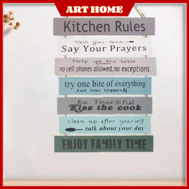 Kitchen Rules Wash Your Hand Say Your Prayer Wooden Plank Decoration ...