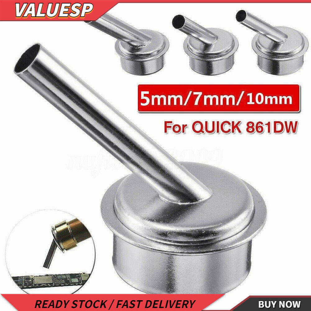 6-Piece 45° Bent Curved Heat Nozzles For QUICK 861DW Hot Air Rework Station – Stainless Steel Tips 3/4/5/7/8/10mm