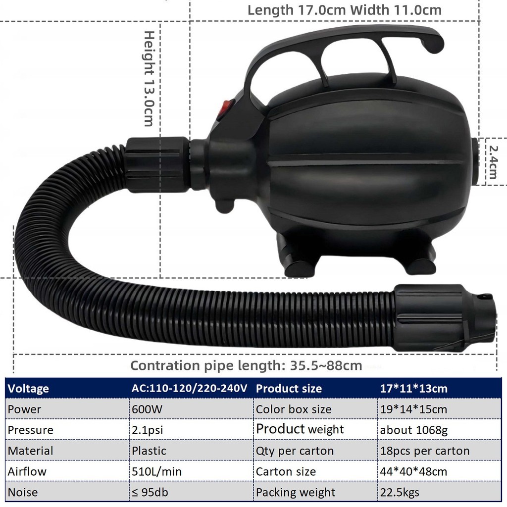 High Power 600W Airbed Electric Air Pump Tent Yoga Mat Inflation Model