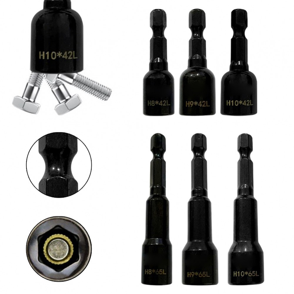 Socket Wrench 45mm Black Driver Drill Bit Extension Sleeve Hexagon Nut