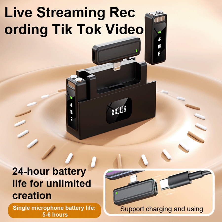 Square Rechargeable Wireless Lavalier Microphone 2.4G Dual Noise ...