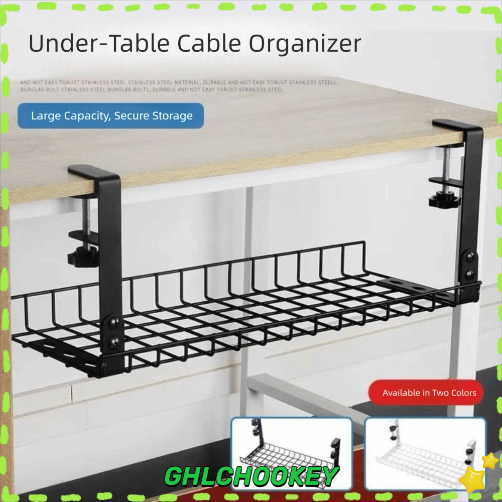 GHLCHOOKEY Under Table Storage Rack, Sturdy Steel Removable Cable ...