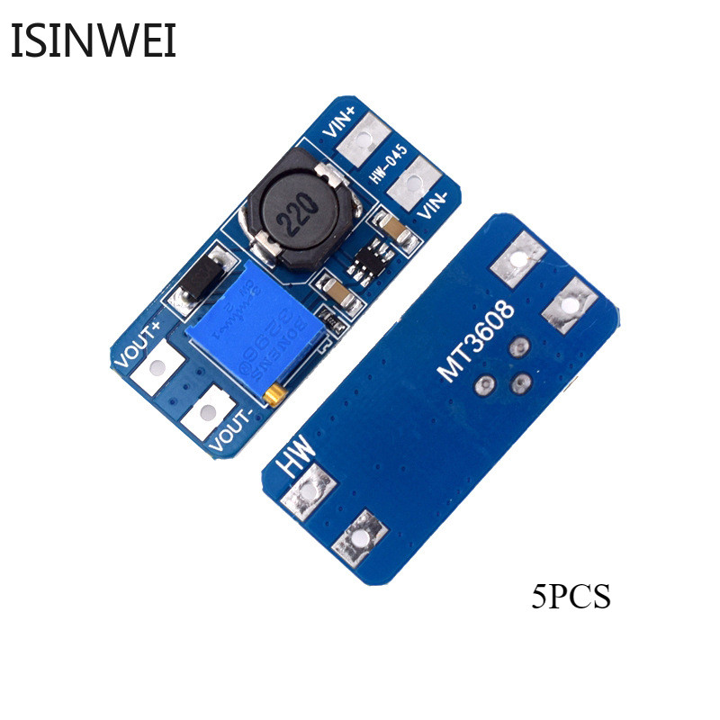 5pcs MT3608 2A DC-DC Step Up Converter Booster Power Supply Module ...
