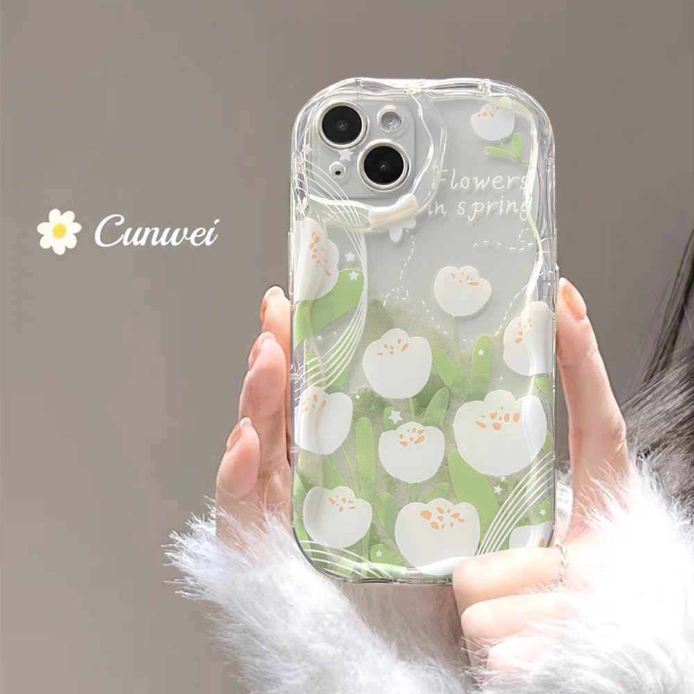 Xiaomi 13T 12T Poco F6 X6 M6 F5 X5 F4 F3 X4 X3 GT NFC M6 M4 M3 C61 C65 C55 C40 11 12 13 14 12S LITE PRO Civi 2 estetisk hvitt tulipan- og sommerfugldeksel_voghion.com
