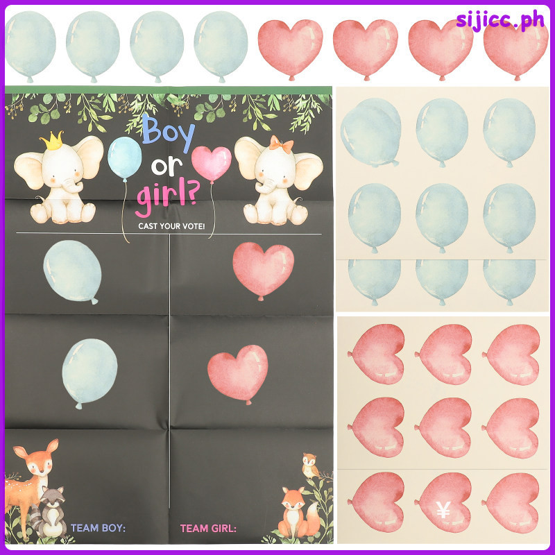 Stickers Decor Gender Reveal Party Supplies Cartoon Posters Boy Girl ...