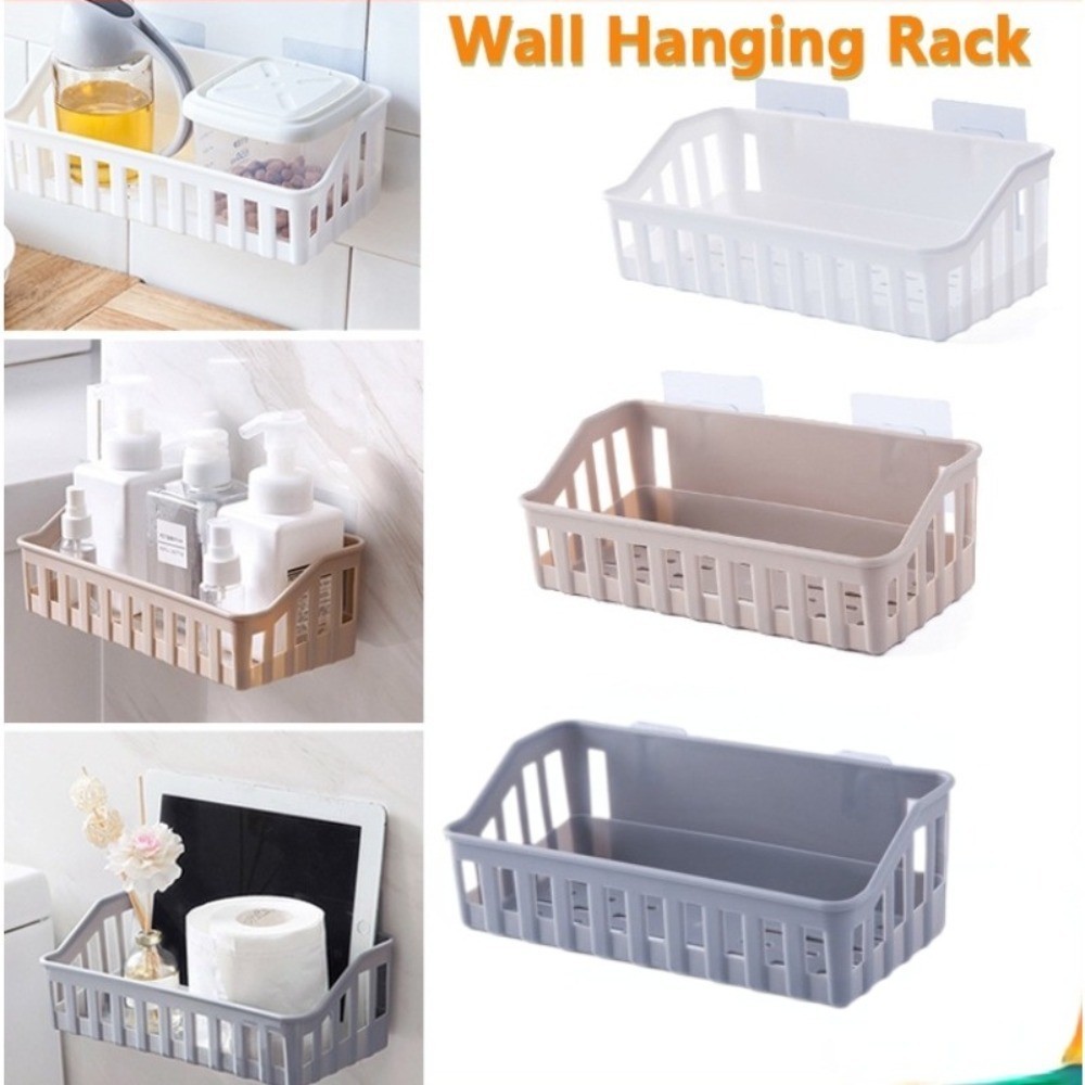 Bathroom Storage Rack Plastic Wall-Mounted Organizer Bathroom Kitchen ...