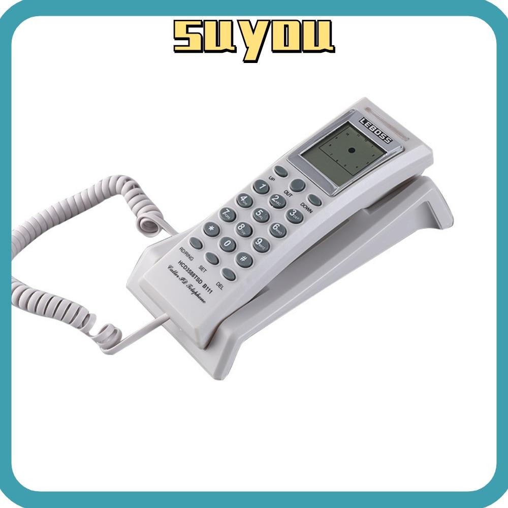SUYO Wired Telephone, Wall Mounted Desktop Corded Phone, Caller ID