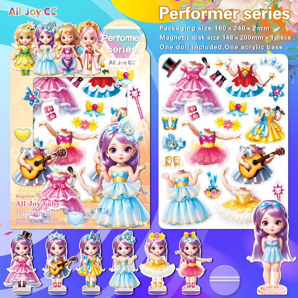 Diy Paper Doll Magnetic Princess Dress Up Paper Doll,Play Travel